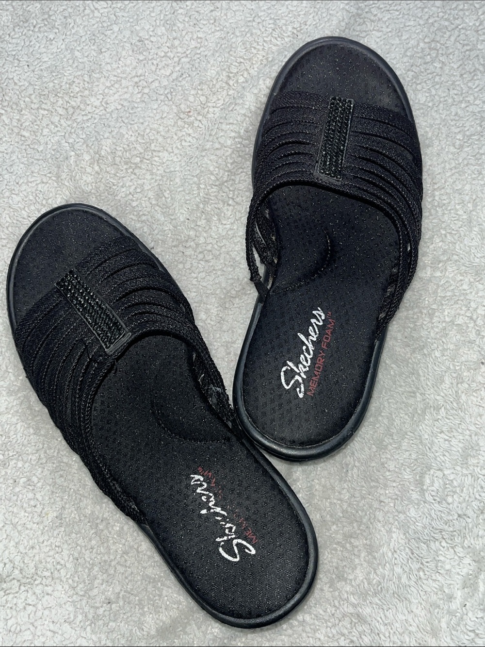 Skechers Women's Black Slip-On Mules with Elastic Straps